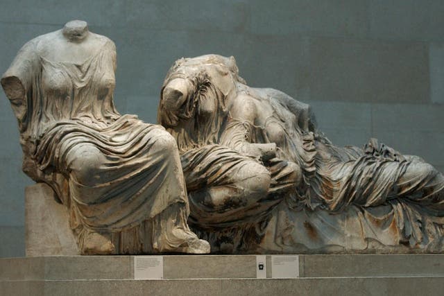<p>The Parthenon marbles were all sawn off or hacked off with axes in the early 19th century by a syphilitic Tory minor aristocrat  </p>