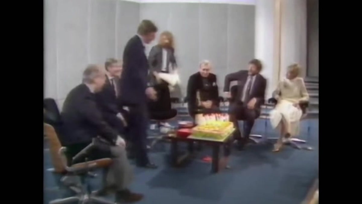 Michael Parkinson presented with giant cake by Billy Connolly in final 1982 episode of hit BBC show