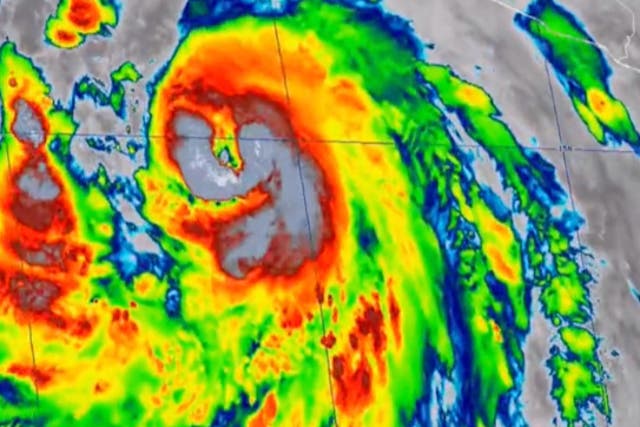 <p>Hurricane Hilary is shown on weather-tracking systems off the coast of Mexico</p>