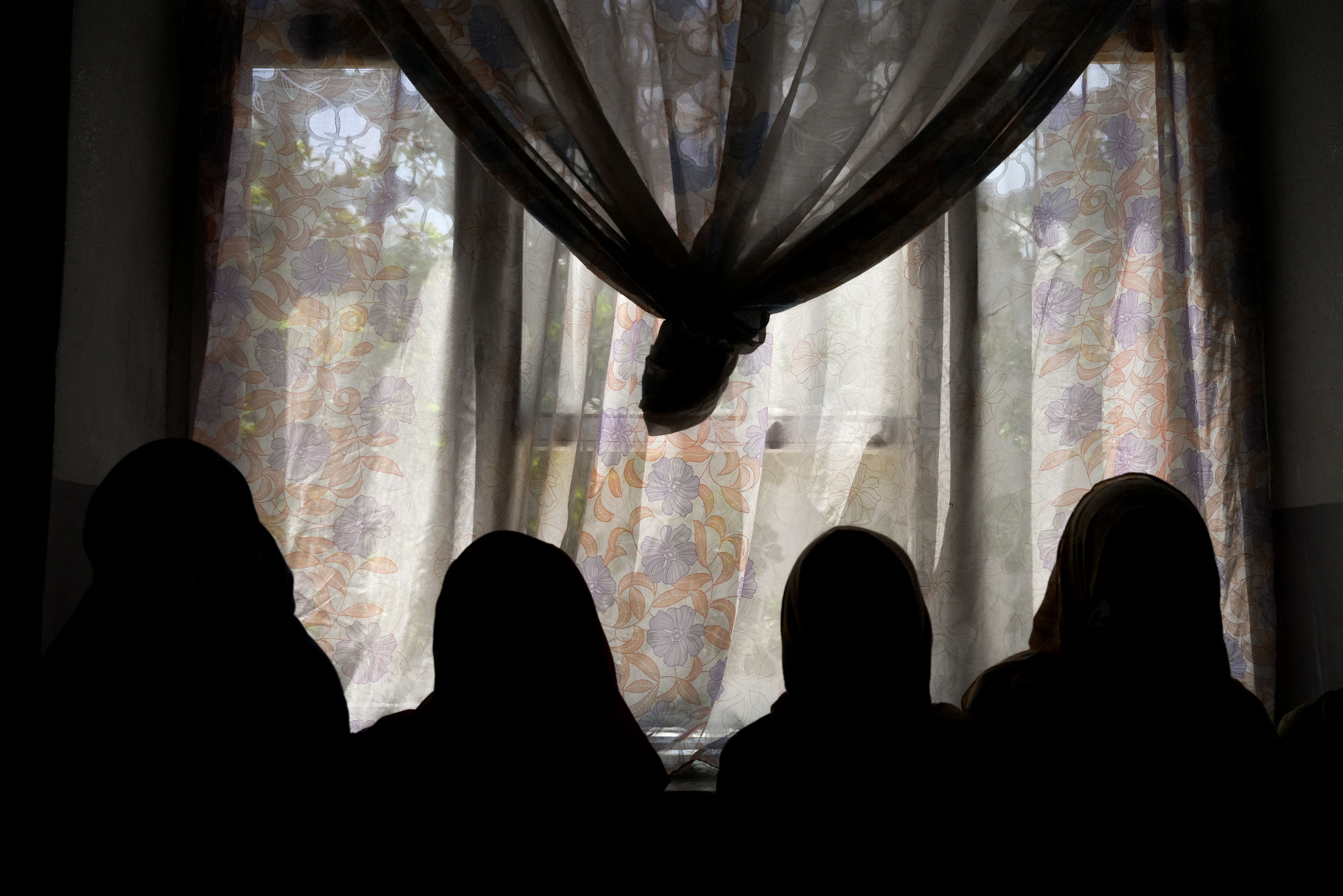 Girls studying in a secret school at an undisclosed location in Afghanistan