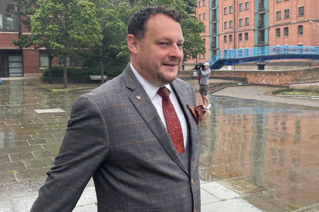 Ashfield District Council leader Jason Zadrozny leaving Nottingham Magistrates’ Court after an earlier hearing (Matthew Cooper/PA)