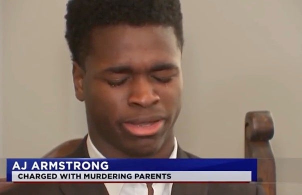 AJ Armstrong Jr sobs as he denies killing parents