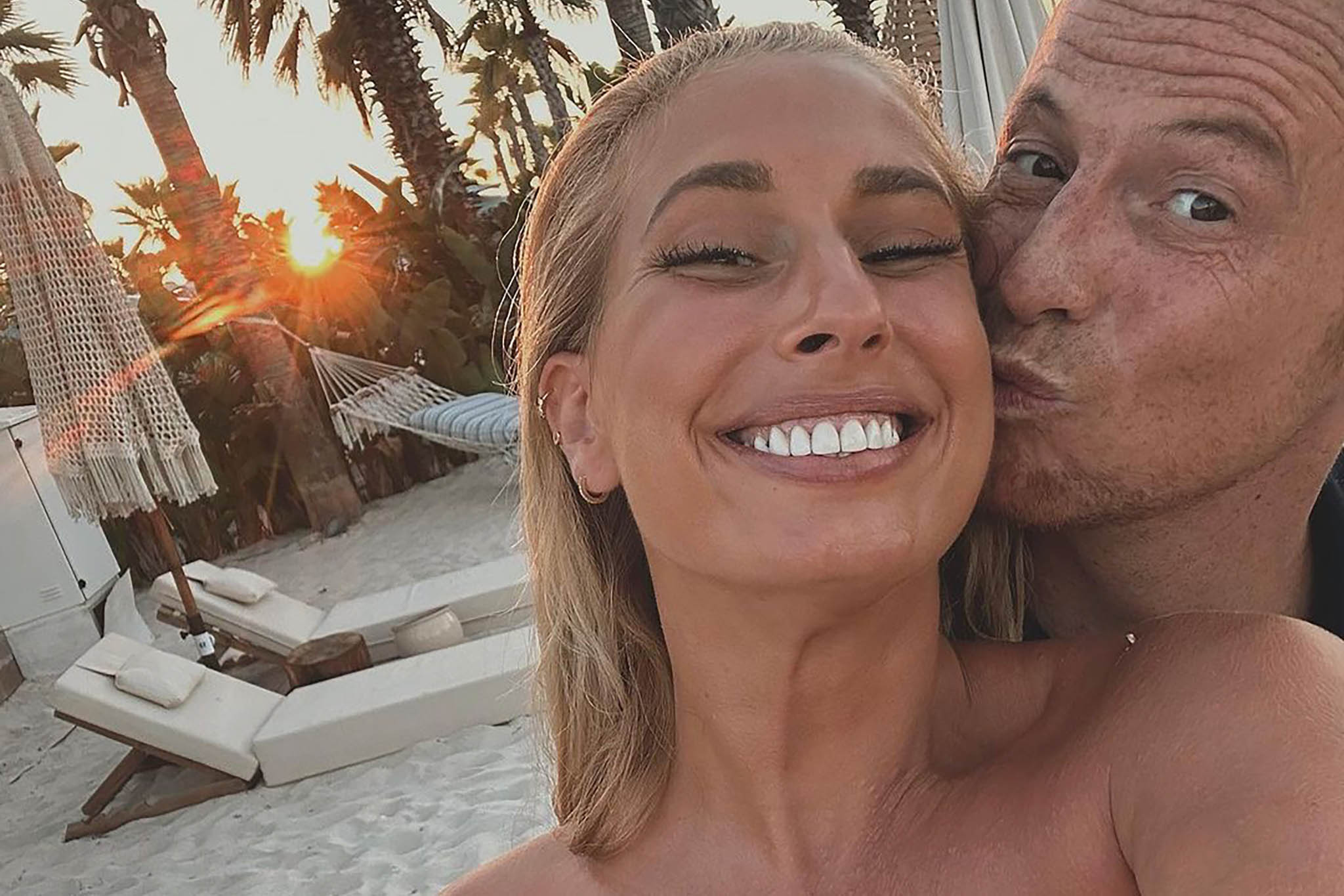 Too much? Stacey Solomon is given a peck on the cheek by her husband Joe Swash during a luxury holiday documented on her Instagram