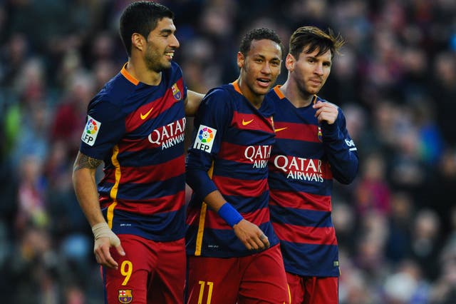 <p>Luis Suarez, Neymar and Lionel Messi spearheaded a brilliant Barcelona team</p>