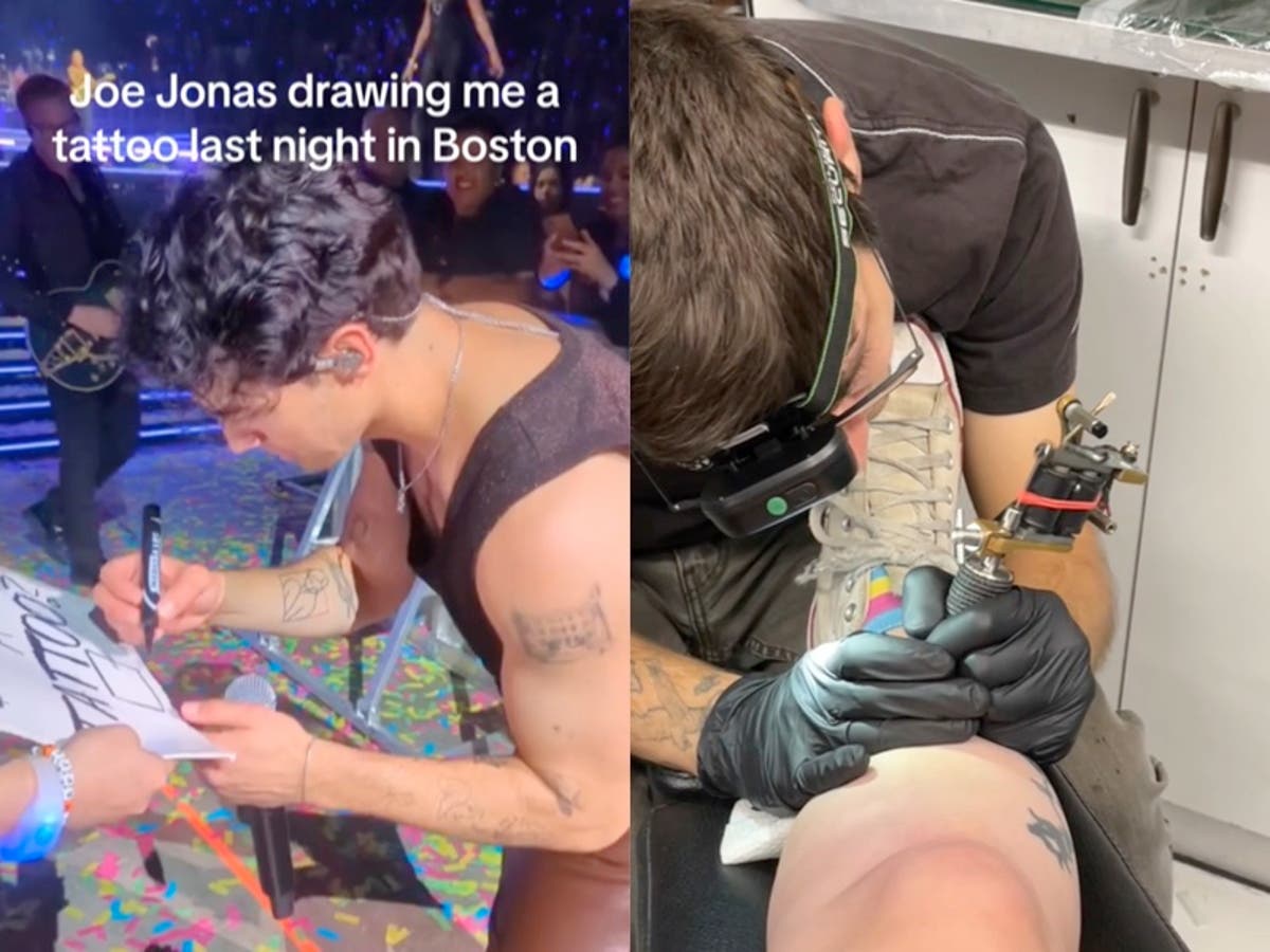 Joe Jonas draws custom tattoo for fan mid-concert