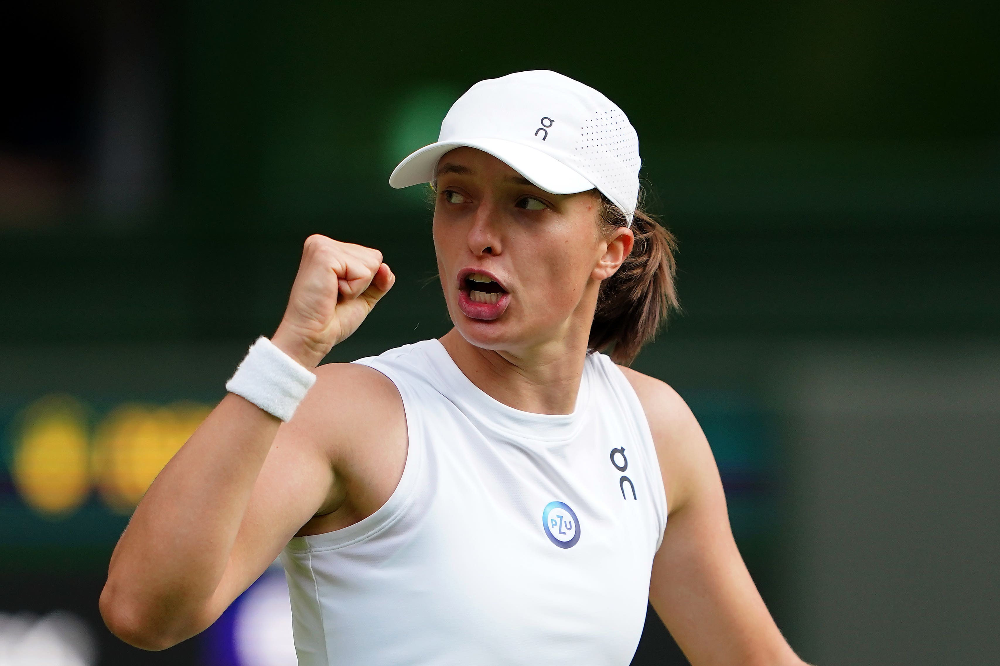 Iga Swiatek came from behind to see off the Wimbledon champion (Zac Goodwin/PA)