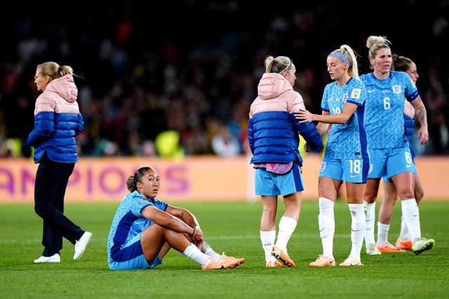 England’s Lauren James appears dejected at the end of the Fifa Women’s World Cup final match at Stadium Australia, Sydney (Zac Goodwin/PA)