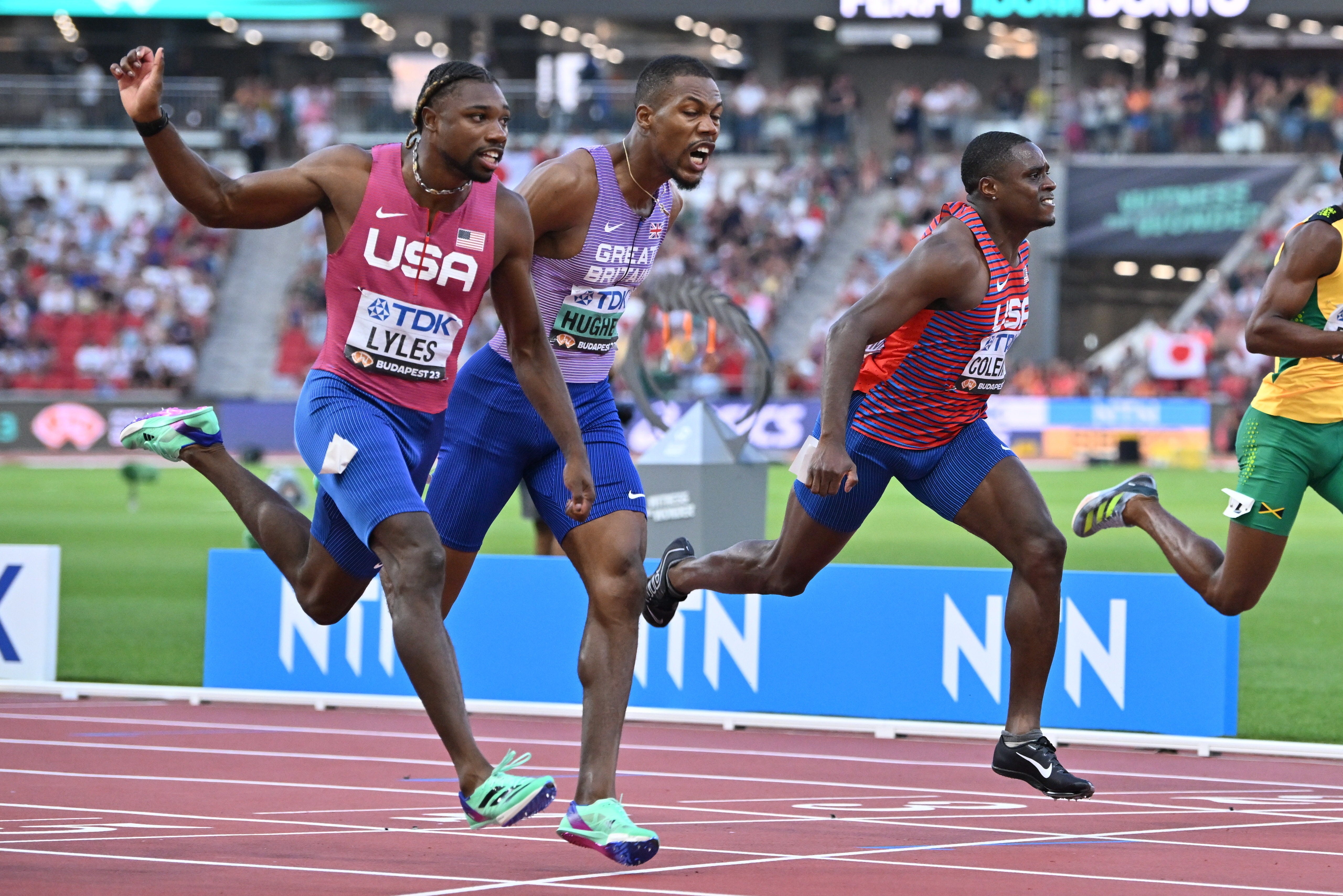 Noah Lyles battles with Zharnel Hughes in Budapest