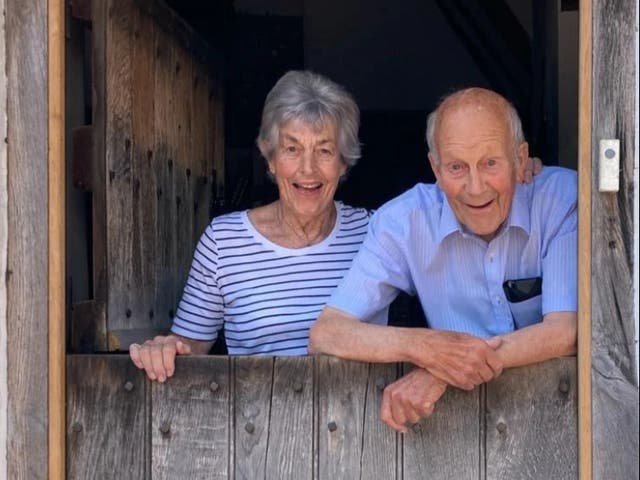 <p>Phil Spencer shared this image of his late parents, after they died together in a car crash on their farm in Kent</p>