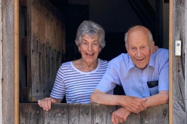 <p>Phil Spencer shared this image of his late parents, after they died together in a car crash on their farm in Kent</p>