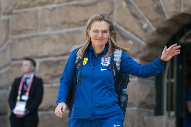 England’s head coach Sarina Wiegman leaves the team’s hotel in Sydney (Zac Goodwin/PA)