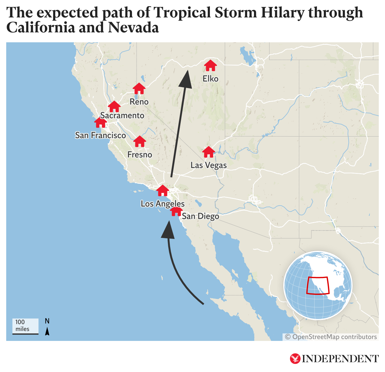 Tropical Storm Hilary moves on from California, leaving a trail of