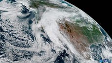 Tropical Storm Hilary moves into Southern California on satellite footage