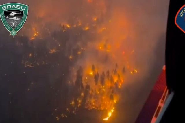 <p>Smoke from a raging wildfire in Medical Lake, Washington State on August 19, 2023 in this screengrab obtained from social media video</p>