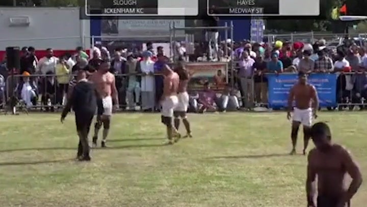 <p>Moment ‘gunshots are fired’ at sports contest in Derbyshire as three injured.</p>