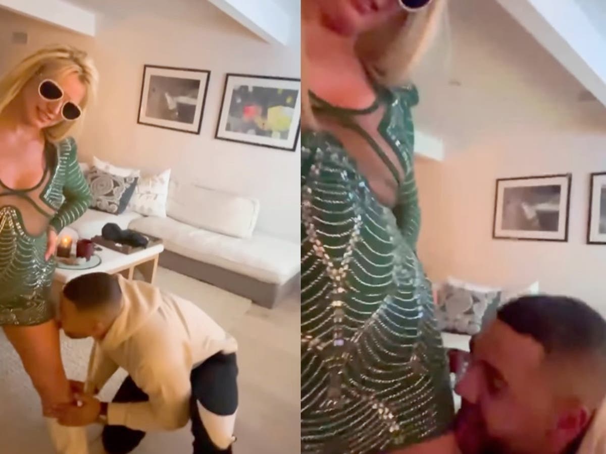 Britney Spears has leg licked by mystery man as she throws divorce party following Sam Asghari split
