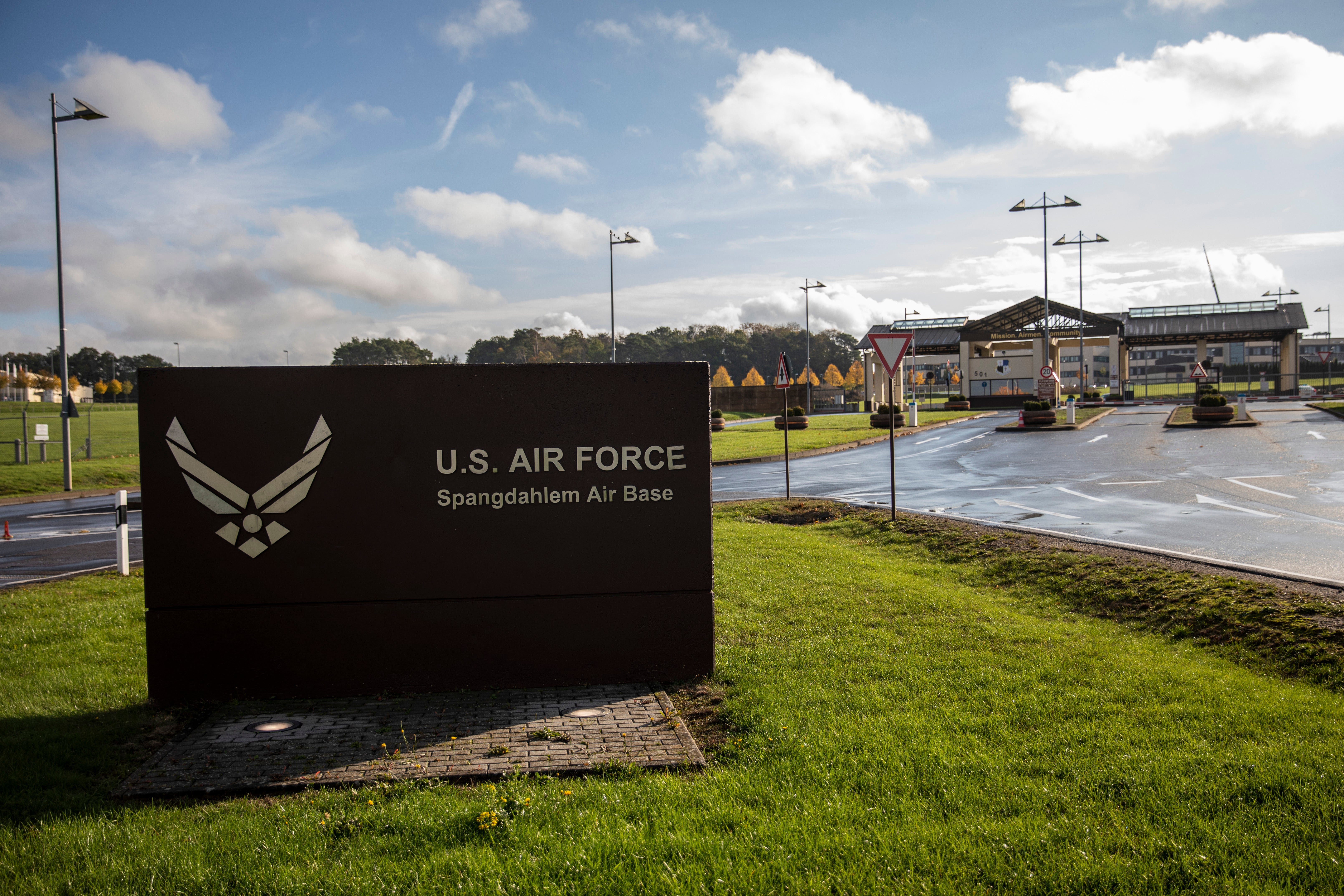 The sign of the US Air Force Spangdahlem Air Base, Germany