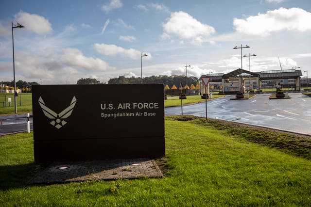 <p>The sign of the US Air Force Spangdahlem Air Base, Germany</p>