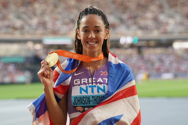 Great Britain’s Katarina Johnson-Thompson reclaimed the world heptathlon title. (Martin Rickett/PA)