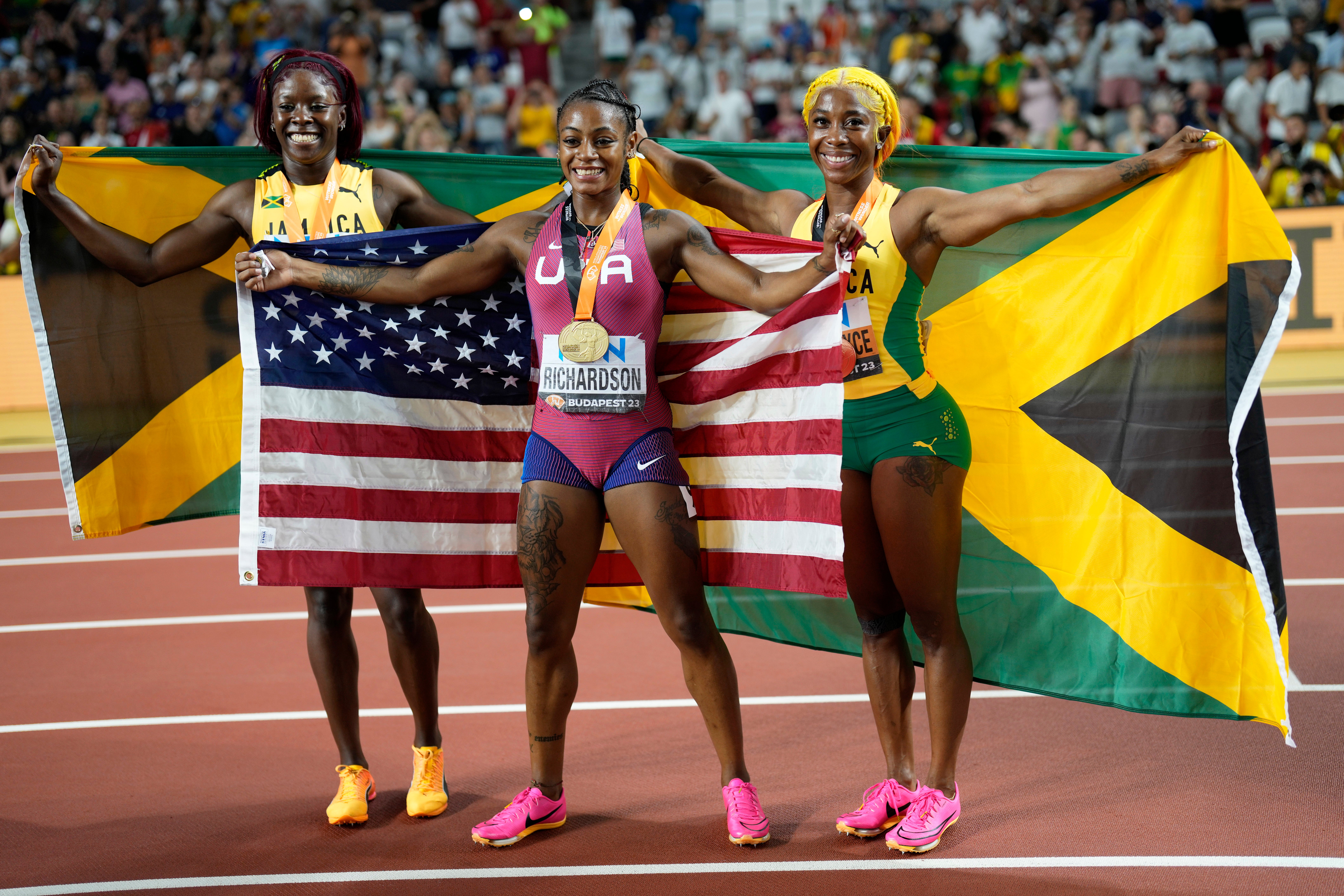 Sha'Carri Richardson wins world 100m title with Dina Asher-Smith