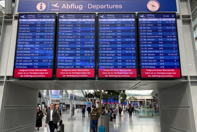 <p>Departing soon? Dusseldorf airport in Germany on a day when ground staff went on strike</p>