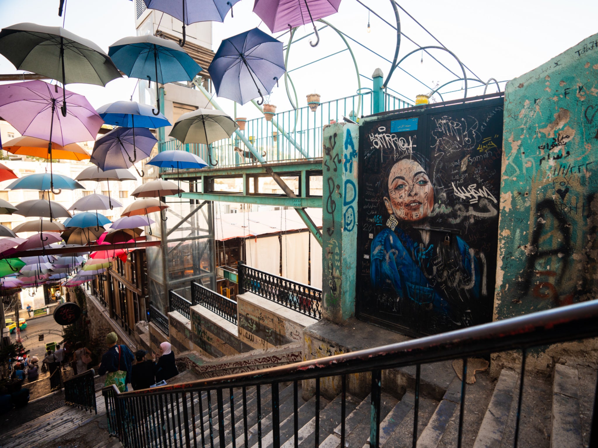 The Al-Kalha Stairs are surrounded by murals and street art