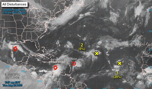 <p>National Hurricane Center satellite image shows Tropical Storm Harold</p>
