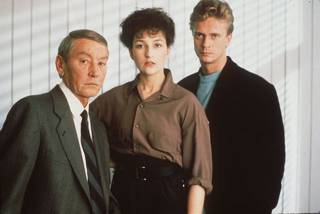 Blythe Duff and James MacPherson with Mark McManus as Taggart in an early episode of the show (PA)
