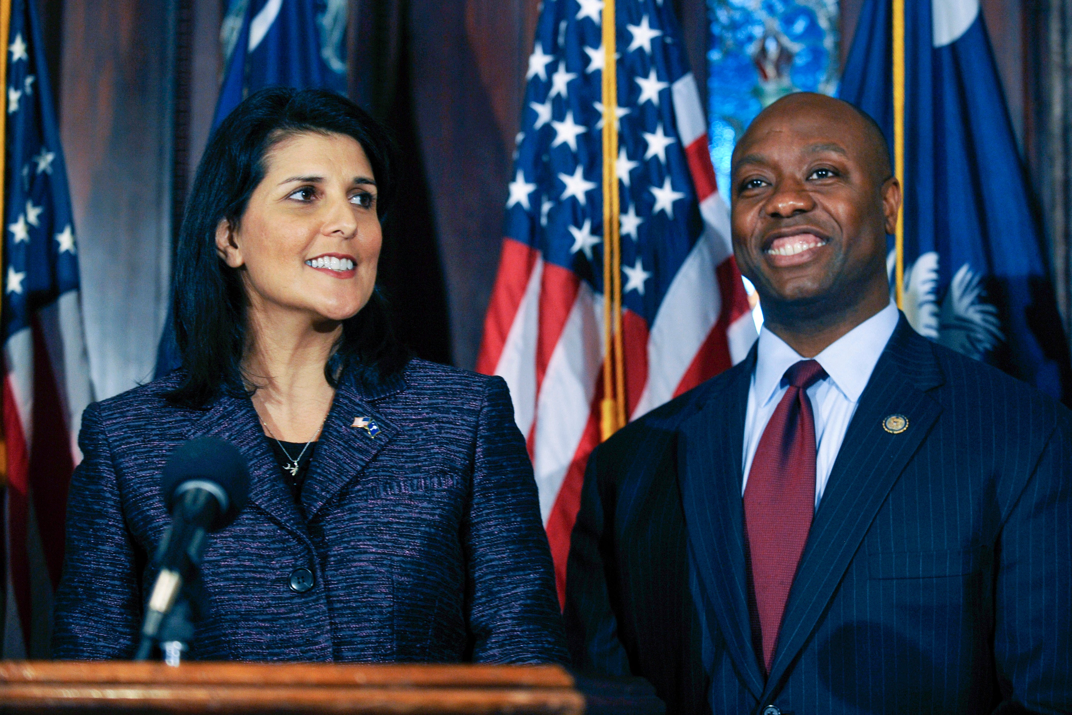 <p>Nikki Haley and Tim Scott </p>