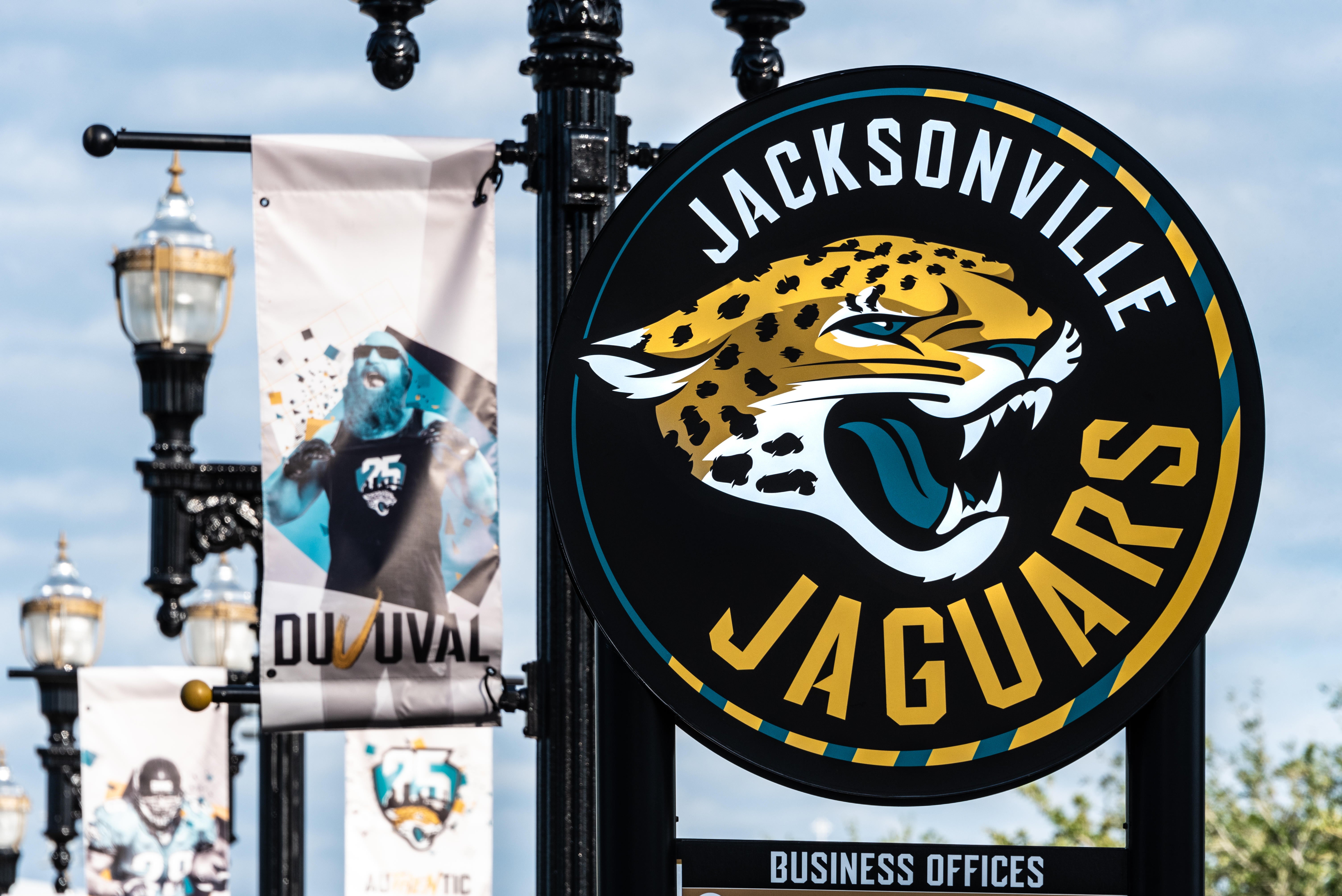 Parking lot signage at TIAA Bank Field, home of the NFL's Jacksonville Jaguars in downtown Jacksonville