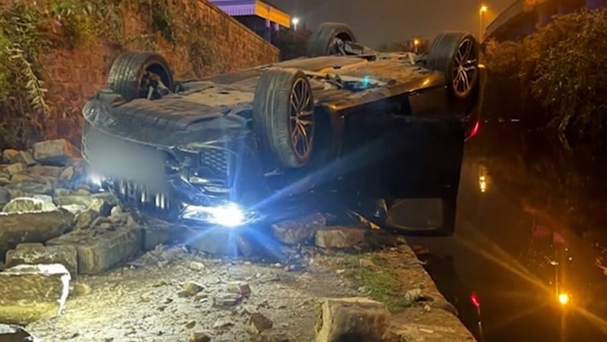 Watch: Nottingham Forest fan arrested after crashing car inches away from canal