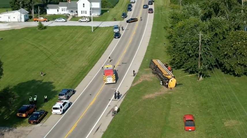 A school bus in Clark County, Ohio, flipped over, killing a student, on 22 August 2023