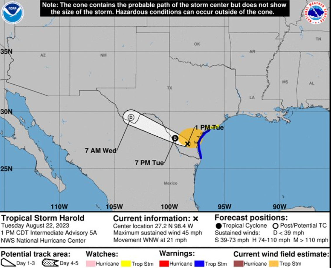 How Tropical Storm Harold is tracking across the United States