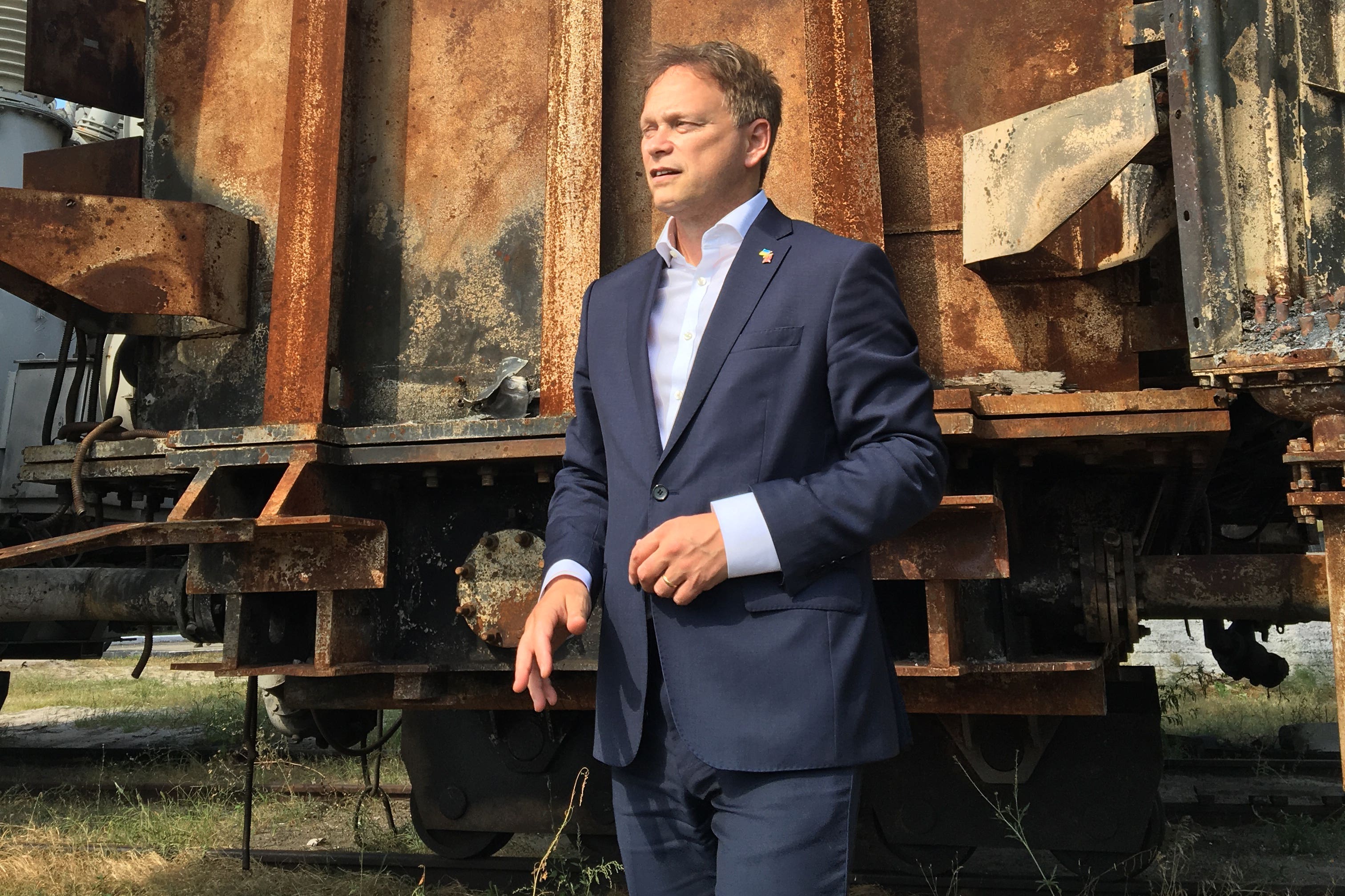 Grant Shapps during a visit to a Ukrainian power station (UK Government/PA)