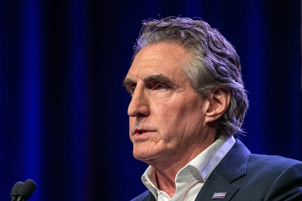 North Dakota governor and 2024 Republican Presidential hopeful Doug Burgum speaks at the Republican Party of Iowa's 2023 Lincoln Dinner