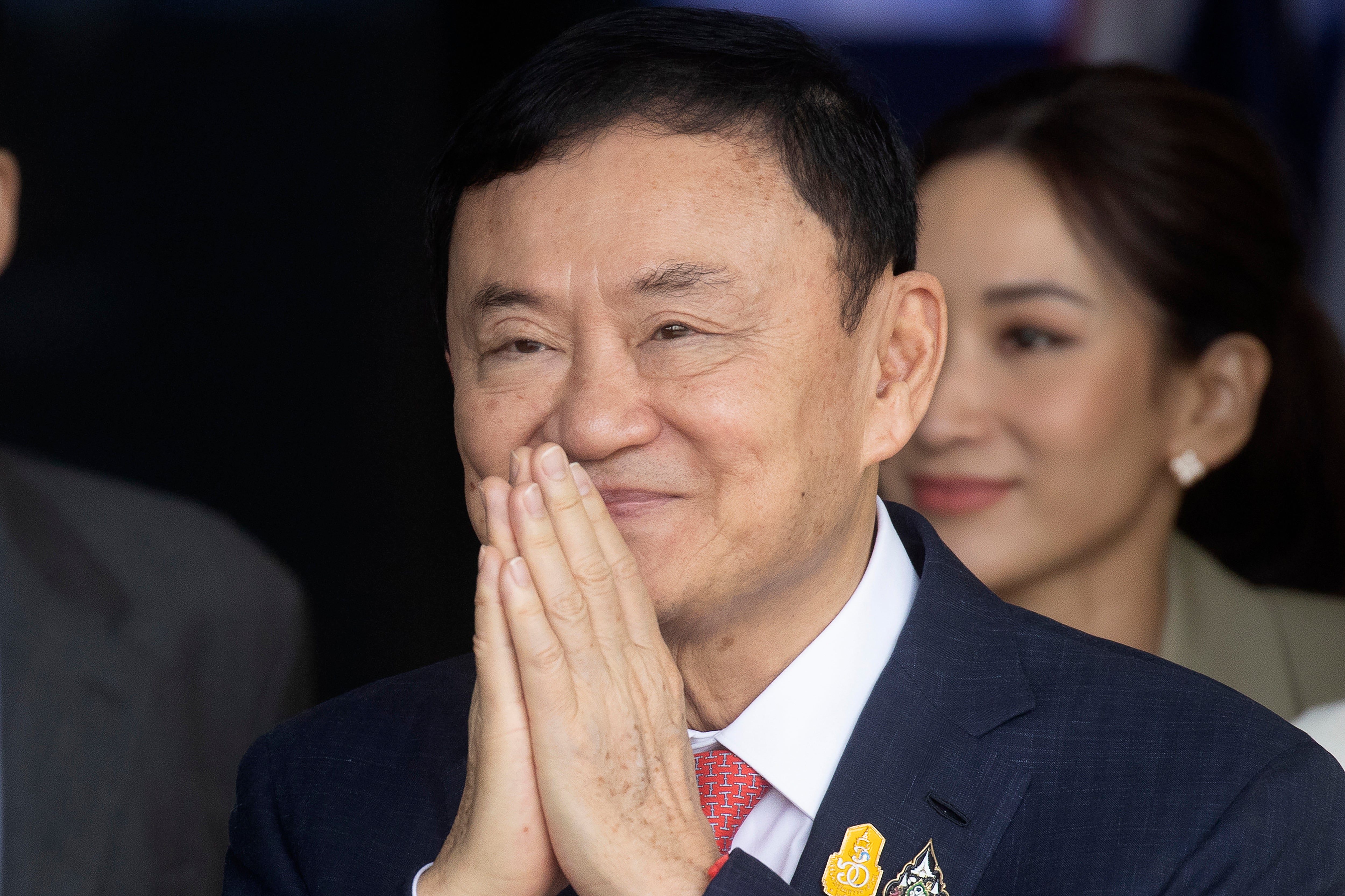 Thaksin Shinawatra greeting supporters on 22 August 2023