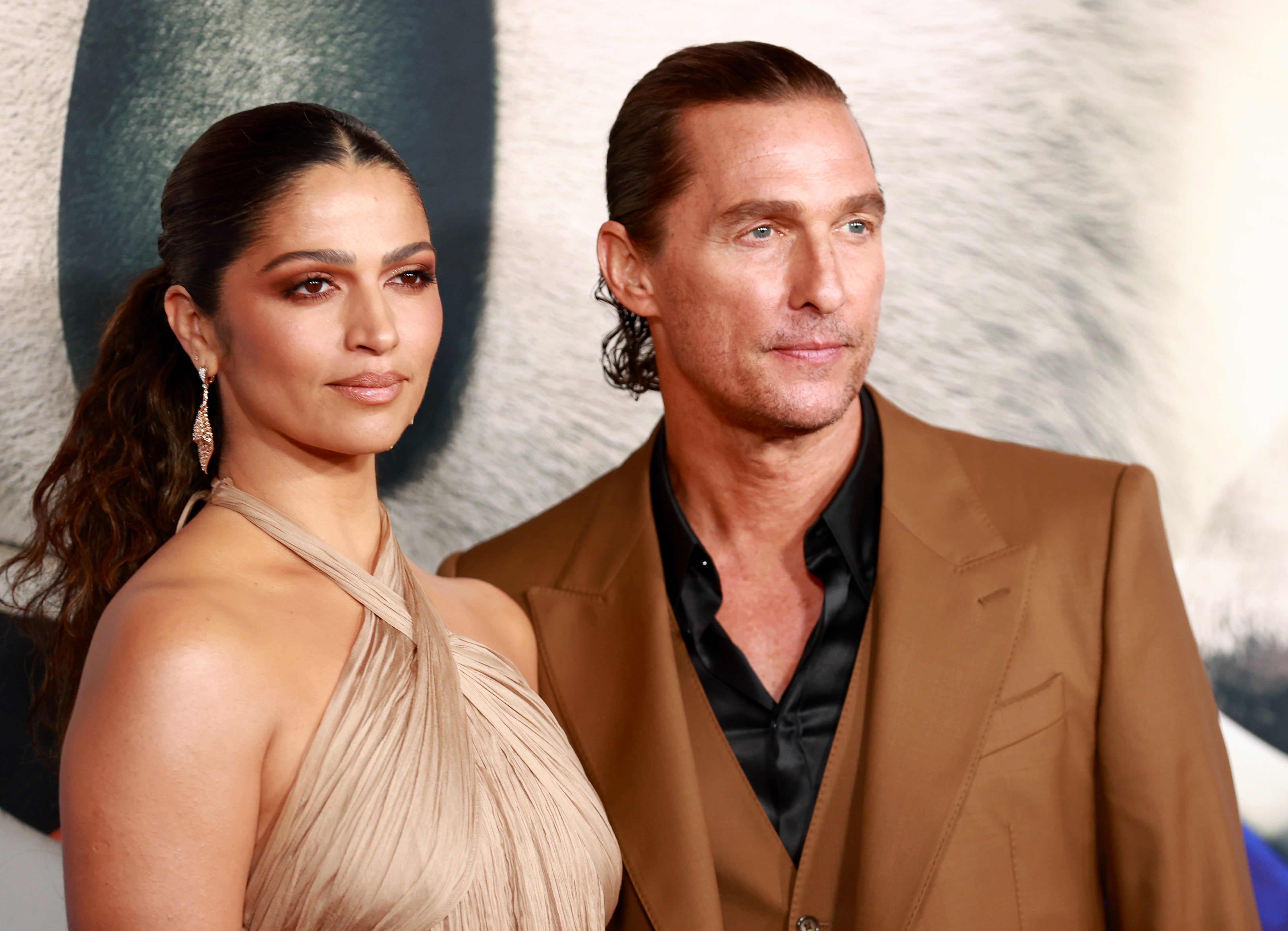 Camila Alves and Matthew McConaughey attend the premiere of Illumination's "Sing 2" on December 12, 2021