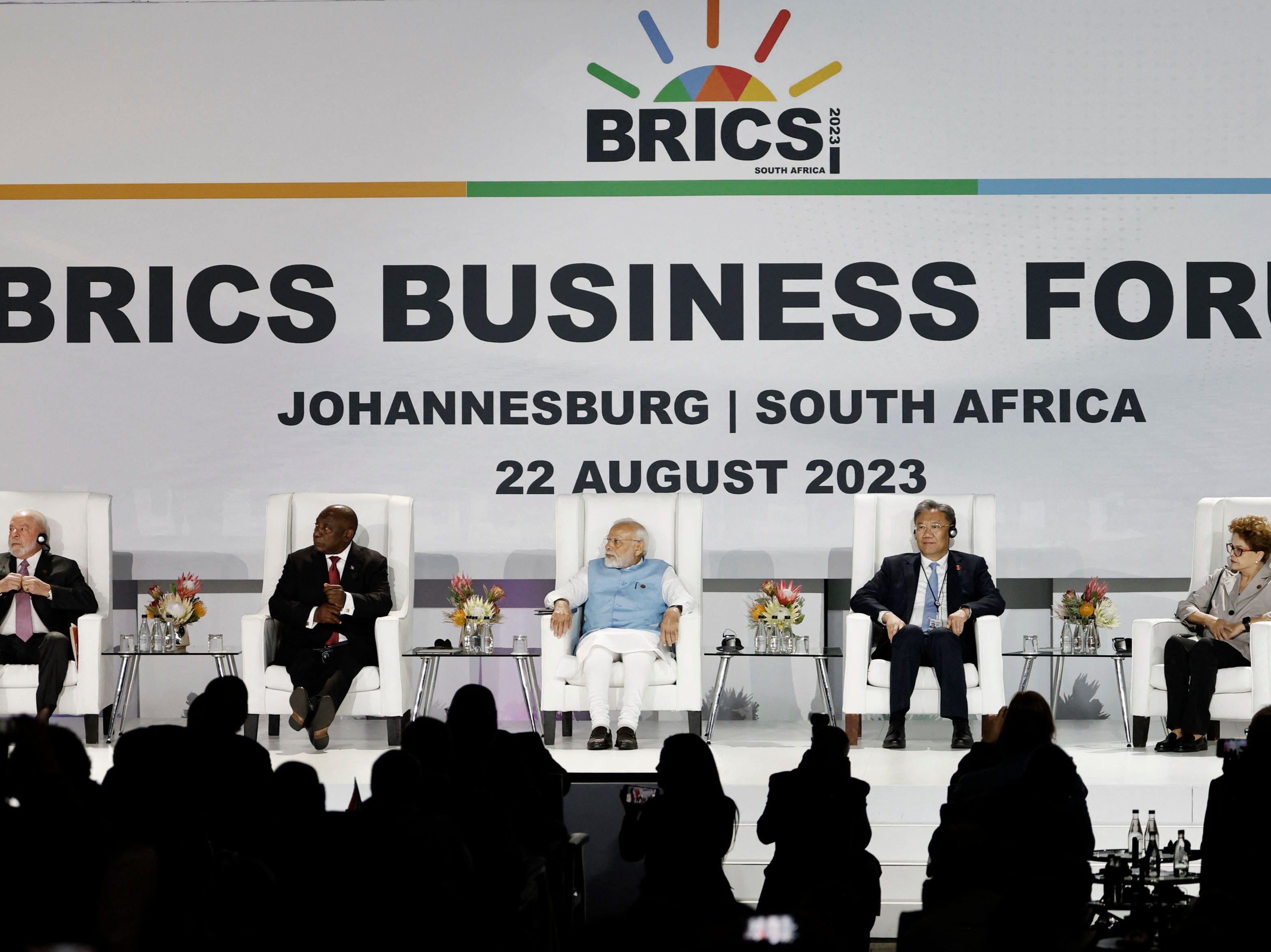 President of Brazil Luiz Inacio Lula da Silva, South African President Cyril Ramaphosa, Prime Minister of India Narendra Modi and China’s Minister of Commerce Wang Wentao attend the 2023 Brics Summit