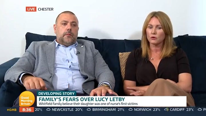 <p>Vicky Whitfield and husband Mike, believe their daughter Felicity, could be one of Lucy Letby’s first victims </p>