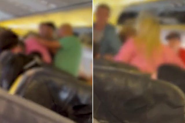 <p>The brawl was caught on camera by a fellow passenger </p>