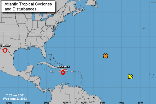 <p>A record number of tropical storms and disturbances have formed in the last 39 hours in the Atlantic </p>