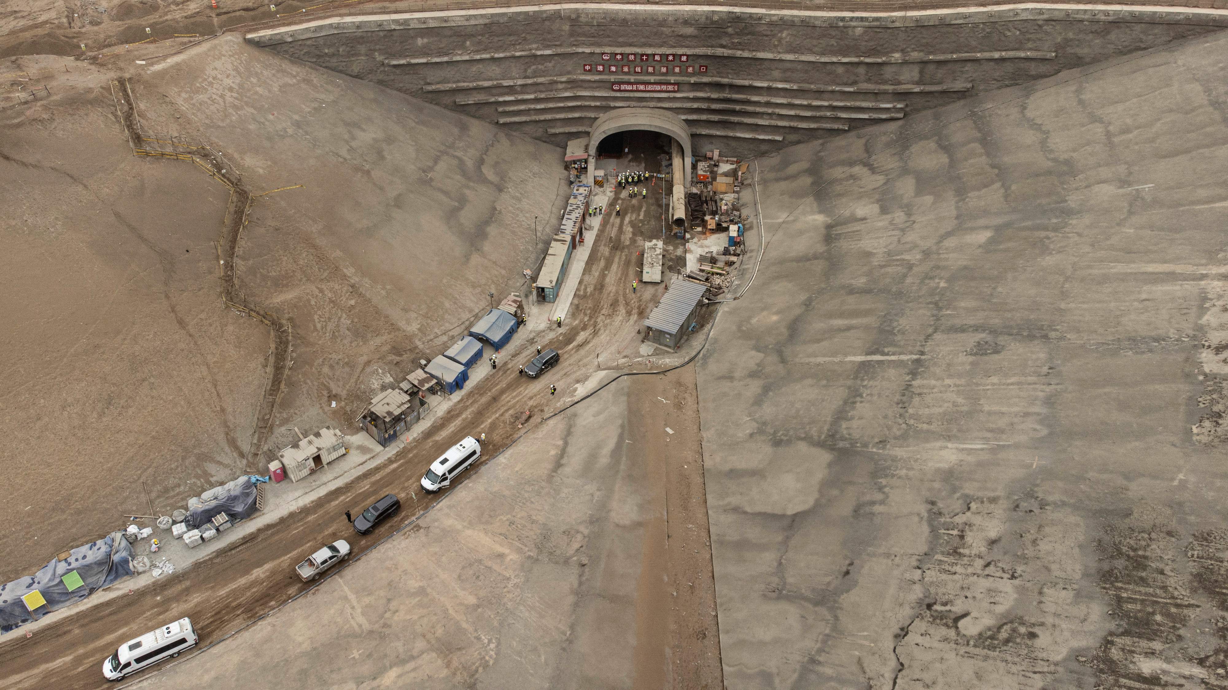 Construction work by a Chinese company on a port near Lima, Peru on Tuesday