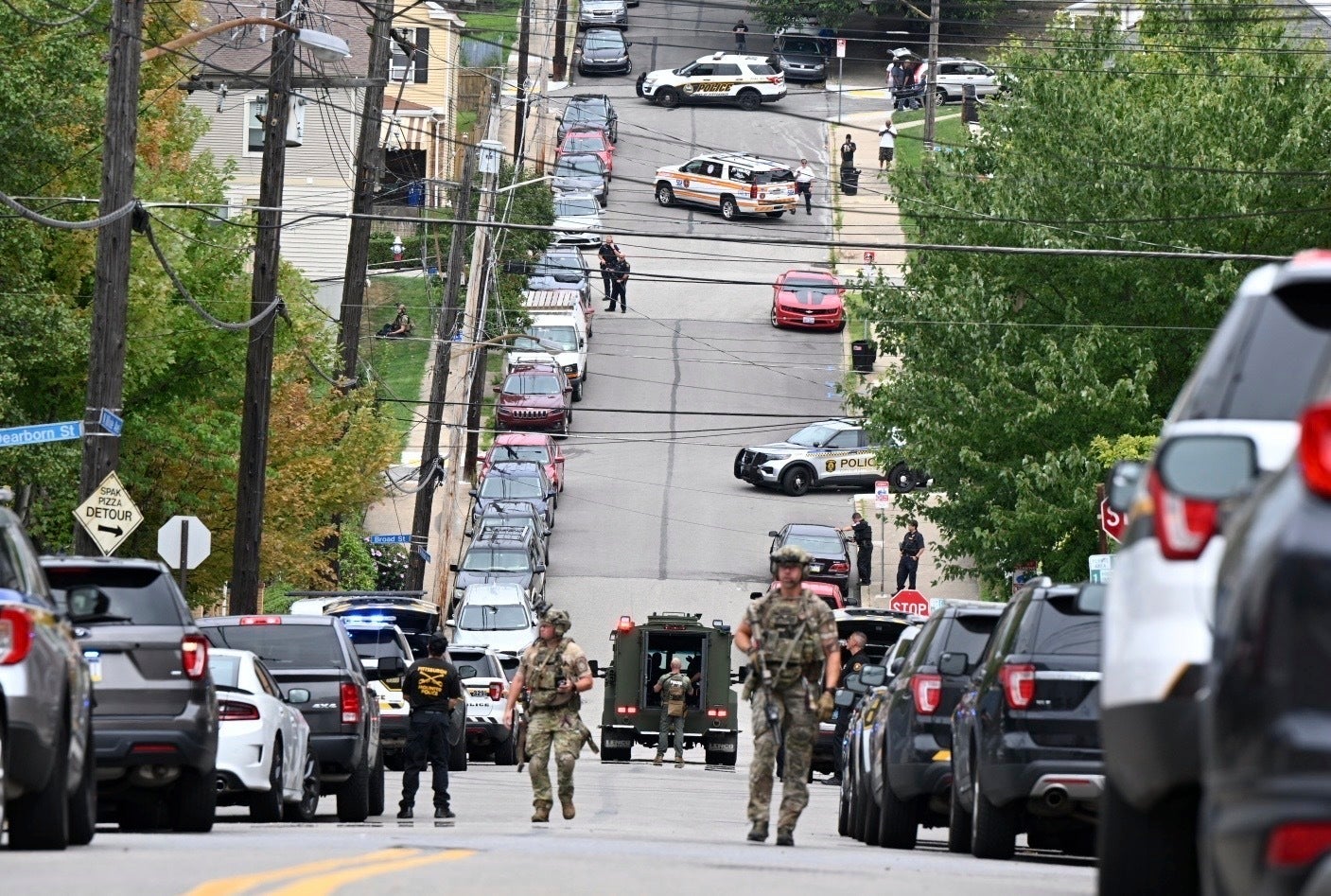 Pittsburgh police respond to a shooting in the suburb of Garfield