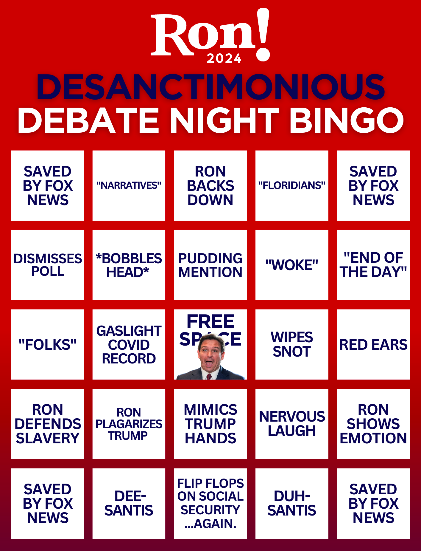 Former President Trump’s campaign released a Ron DeSantis-themed bingo card for the first GOP primary debate