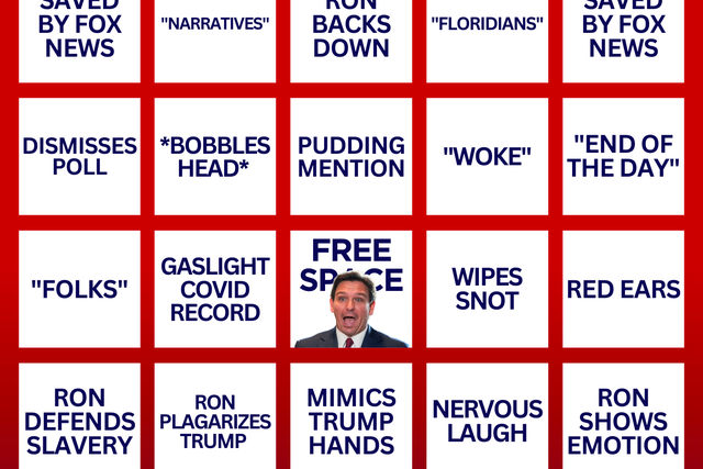 <p>Donald Trump released his own DeSantis-themed bingo card for the first GOP debate </p>