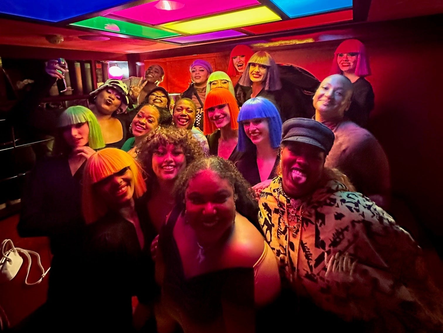 Arianna Davis (front and centre), Noelle Rodriguez (behind Davis with the curly hair) and Crystal Williams (back left, in black and white printed hat)