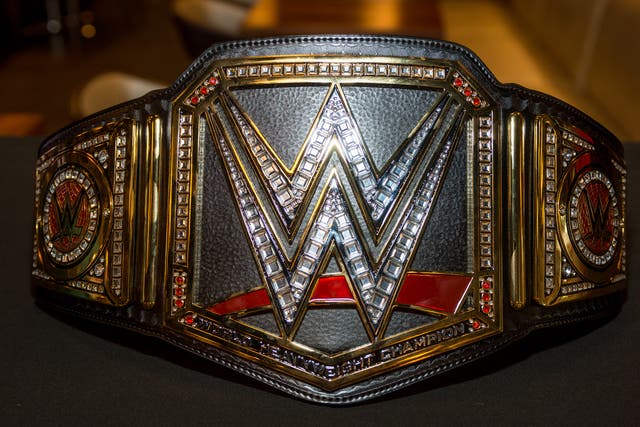 <p>WWE Championship Belt presented during the Beyond Sport United 2016 at Barclays Center on August 9, 2016 in Brooklyn, New York.</p>