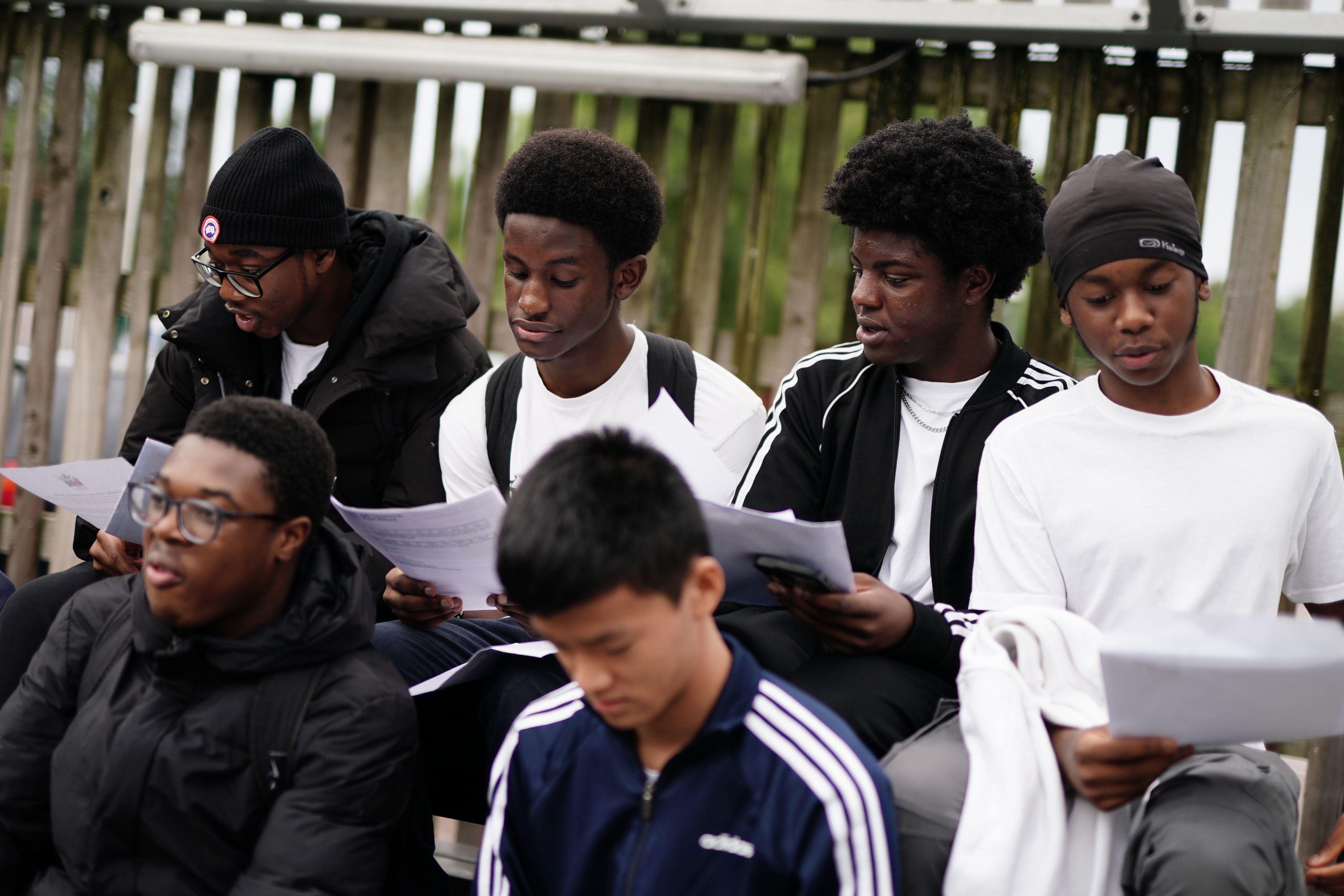 Pupils at Ark Greenwich Free School, London, receiving their GCSE results