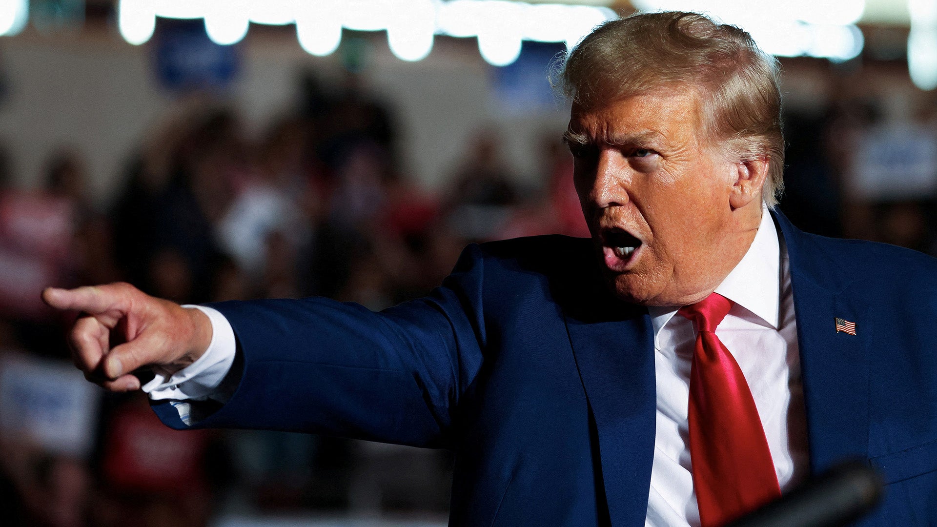 Donald Trump at a campaign rally in July