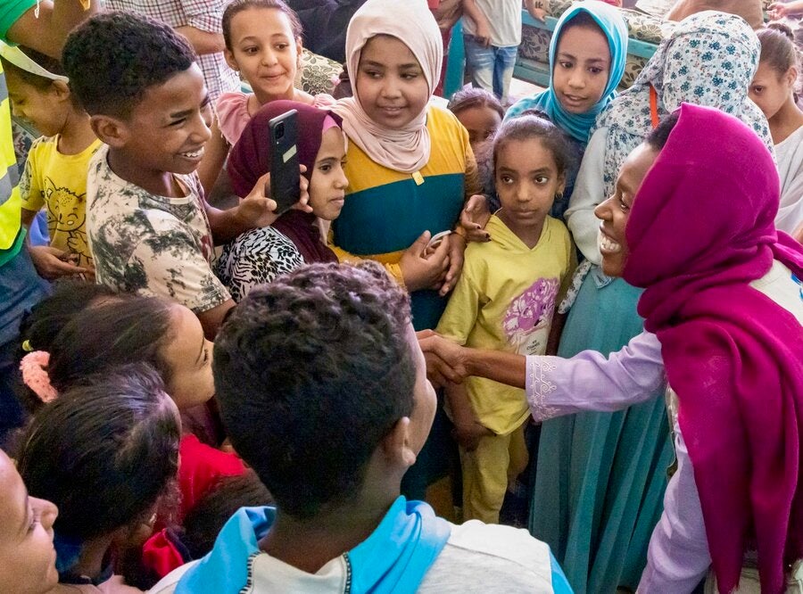 Nyamayaro meets children in Egypt